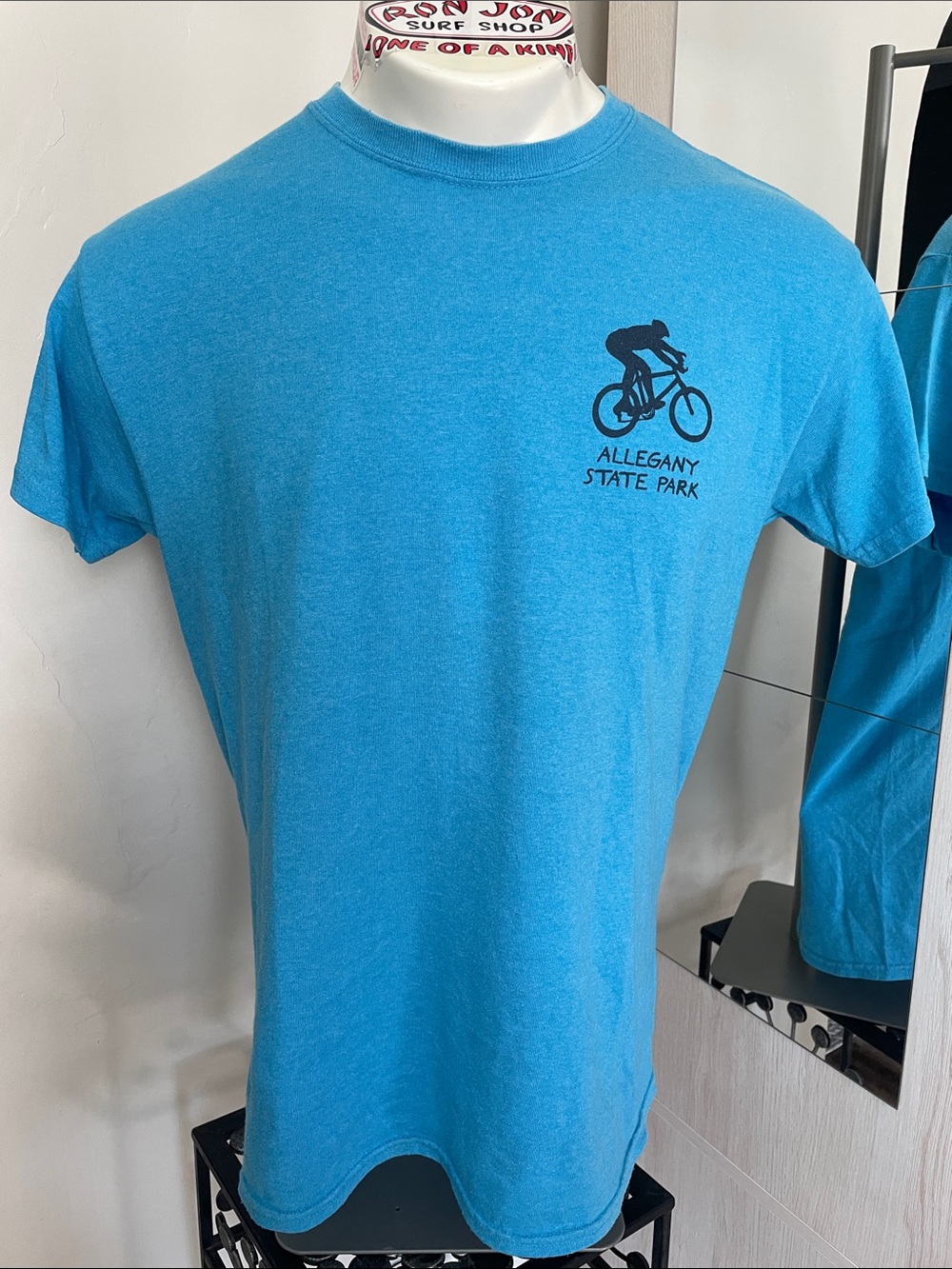 Gildan Turquoise Blue Alleghany State Park Bike Graphic Tee